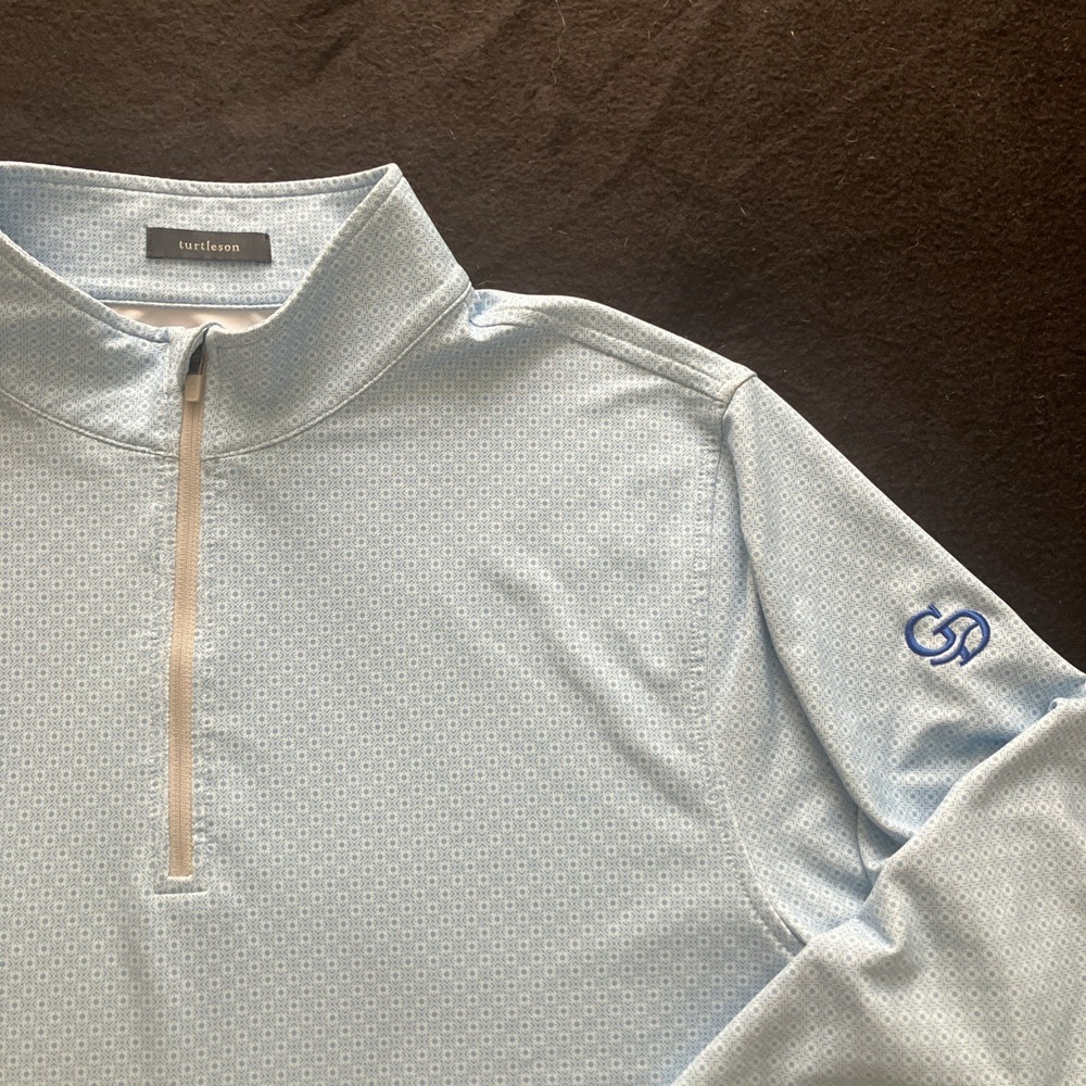 Turtleson Golf Pullover 1/4 Zip Men Medium Blue Grande Dunes‎ Geometric Mens